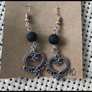 Natural Imprints silver heart earrings‎